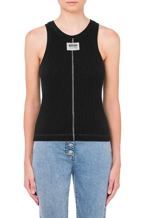 Moschino Ribbed Cotton Top Black