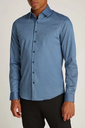 Calvin Klein Non Iron Texture Slim Fit Shirt Medieval Blue