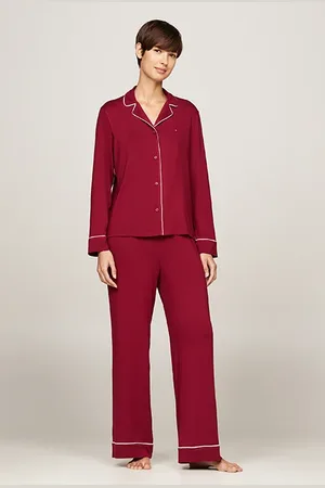 Tommy Hilfiger Modal Ls Shirt Pj Set Rouge