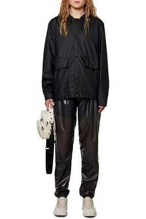 Rains Unisex Short Hooded Coat Black