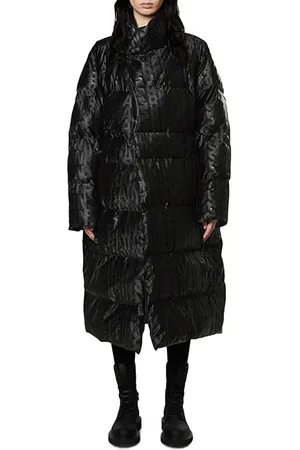 Rains Unisex Puffer Coat Black Monogram