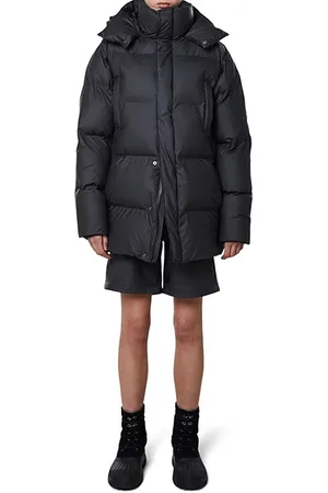 Rains Unisex Hooded Puffer Coat Black
