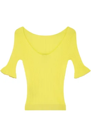 Paul Smith Womens Knitted Sweater Ss Scoop Neck Yellow