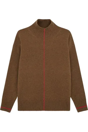 Paul Smith Womens Knitted Sweater Highstand Neck Brown