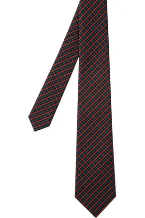Paul Smith Men Tie Gingham Petrol Blue