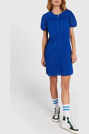 ICODE Electric Blue Eyelet Embroidery Dress
