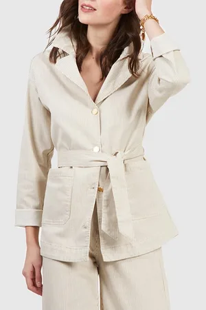 ICODE Beige Fine-striped Safari Jacket