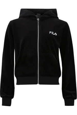 Fila Longuich Cropped Velvet Hoody Jacket Black