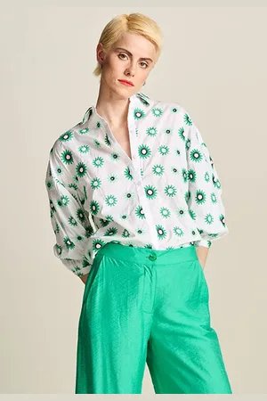 POM Amsterdam Blouse - Embroidery Sicilian Sun Blue