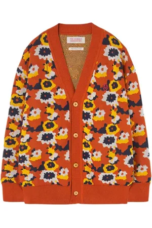 The Animals Observatory Racoon Kids Cardigan Orange