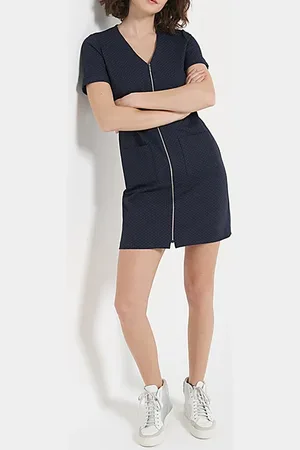 ICODE Navy Minimalist Jacquard Knit Dress