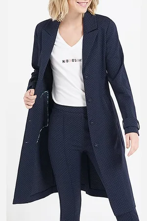 ICODE Navy Minimalist Jacquard Knit Trench Coat