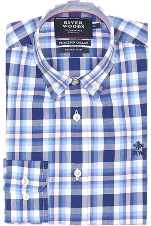 River Woods Tight Fit Princeton Shirt Blue