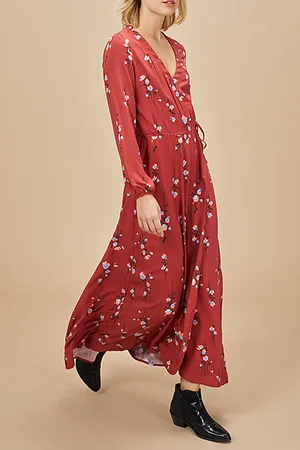 ICODE Garnet Floral Print Wrap Dress
