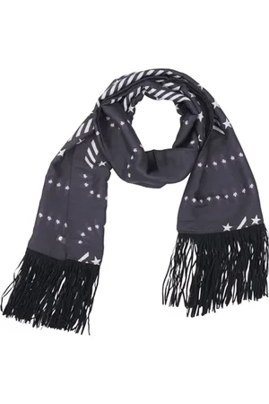 MUCHO GUSTO Oblong Scarf Black With Fringes