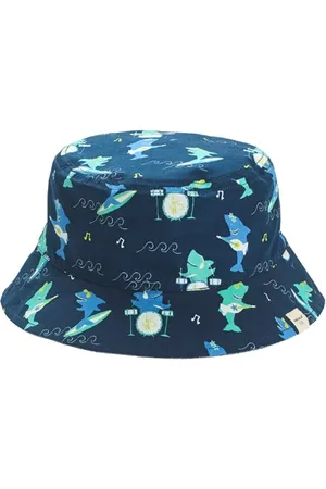 White Stuff Kids Shark Reversible Hat Blue Multi