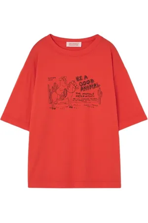The Animals Observatory Rooster Oversize Kids T-shirt Red