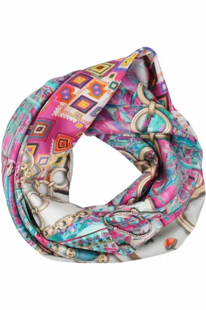 MUCHO GUSTO Silk Squared Scarf New York Purple Chains