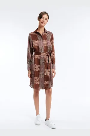 Inès de la Fressange Amour Shirt Dress Patchwork Camel