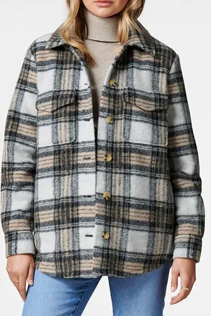Forever New Country Check Shacket Brown/beige/black Check