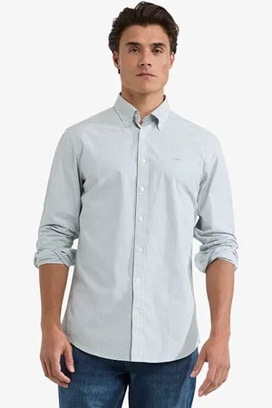 McGregor Striped Poplin Shirt Light Olive