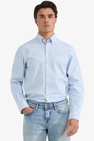 McGregor Stretch Oxford Shirt Small Stripe Light Blue