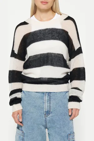 10 days Thin Knit Sweater Block Stripe Ecru/black