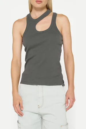 10 days Cut Out Tank Top Rib Oil Grey
