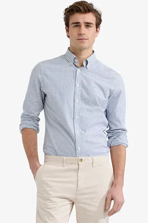 McGregor Stretch Oxford Shirt Big Stripe Navy