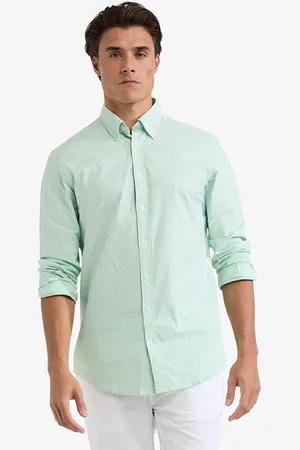 McGregor Stretch Oxford Shirt Small Stripe Light Green