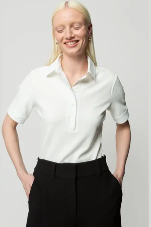 Vanilia Top Rib Contrast Polo Off White