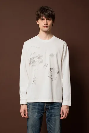 Nudie Jeans Nudie Jeans Long Sleeve Printed Rebirth Chalk White