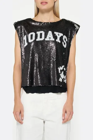 10 days Padded Top Sequins Black