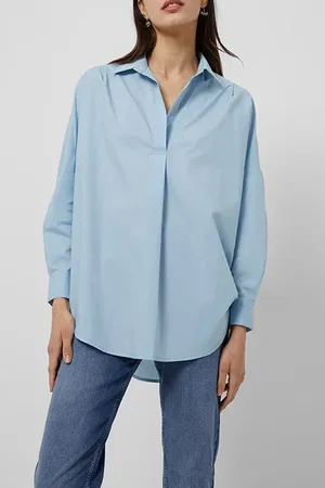 French Connection Rhodes Poplin Pop Over Shirt Forget Me Not
