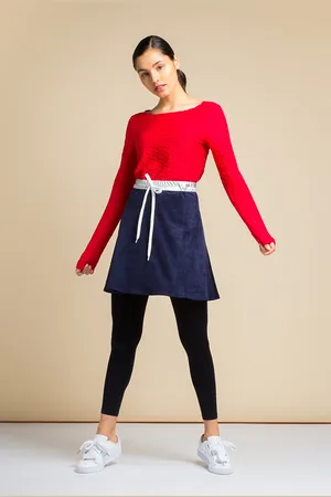 Vanilia Skirt Silver Suede Indigo Blue