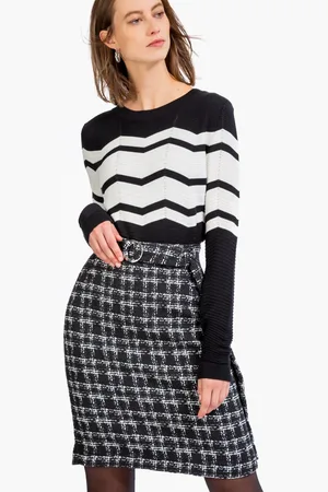 Vanilia Skirt Tweed Check Black/ecru