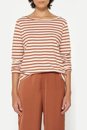 10 days Longsleeve Tee Stripes Ecru/saddle Brown