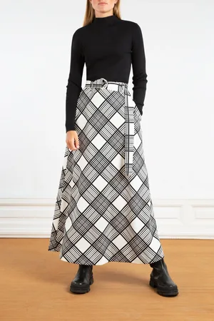Vanilia Skirt Big Check Bias Ecru/black