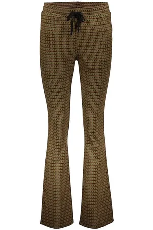 Geisha Flared Pants Pied De Poule Black/camel/green