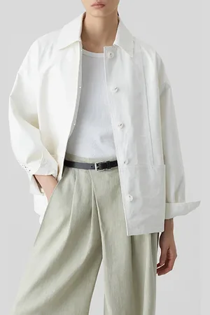 Closed White Leather Jacket With Seaming Details