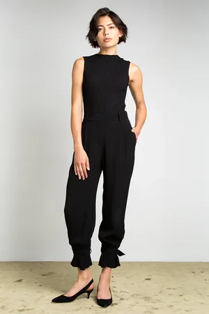 Vanilia Pants Pleated Ankle Black