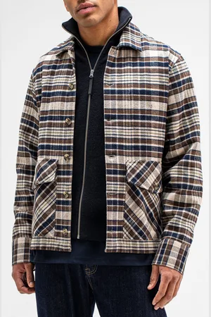 Butcher of Blue Folsum Brown Check Overshirt Pepper Brown