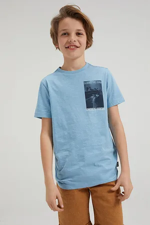 WE Fashion Jongens T-shirt Met Opdruk Greyish Blue