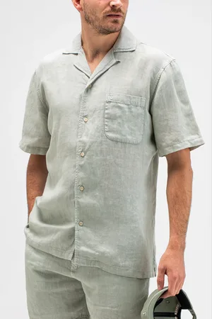 Butcher of Blue Sancho Linen Shirt Ss Dk. Delphi Green