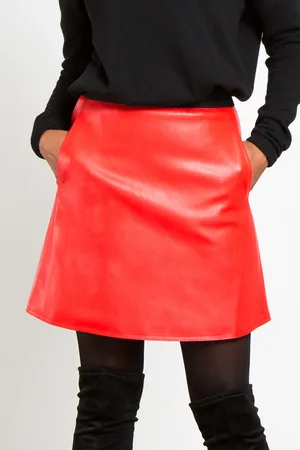 Vanilia Skirt Te Leather Shortie Active Red