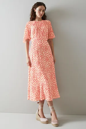 LK Bennett Elowen Midi Dress Pink