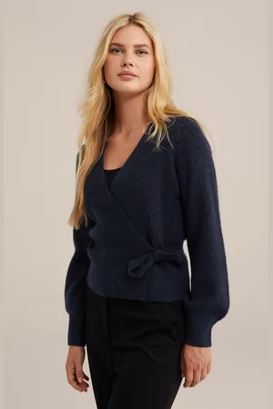WE Fashion Wrap Cardigan Navy Blue