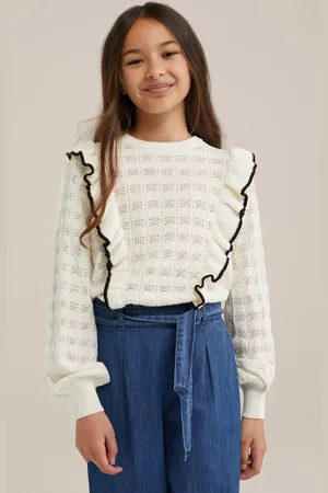 WE Fashion Knitted Pullover White