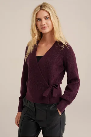 WE Fashion Wrap Cardigan Dark Purple