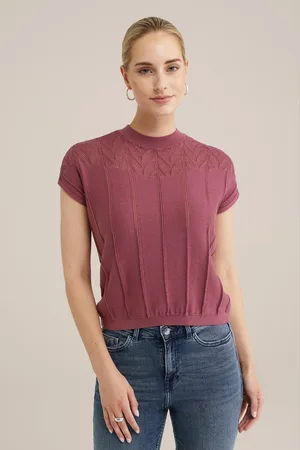 WE Fashion Knitted Pullover Dark Purple